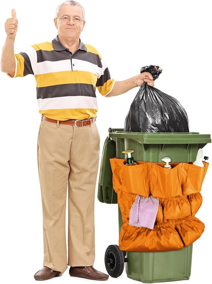 Frienda 4 Pcs Trash Can Caddy Bag Cleaning Caddy Bag for Garbage Bins Trash Holder Cart Garbage Bin Storage Organizer, Fits 32-50 Gallon Can, Janitorial Storage Cleaning Supplies (Yellow)