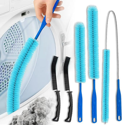5 Pack Dryer Vent Cleaner Kit, Extra Long Flexible Brushes for Lint, Pet Hair & Dust, Refrigerator Coils, Home Washers, Sinks & Drains