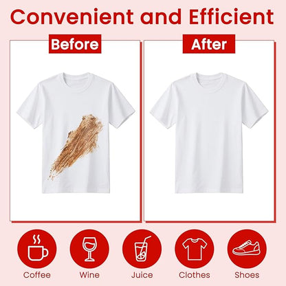 Stain Remover Wet Wipes Bulk, Individual Wrapped Clothes Portable Travel Messy Eater Cleaning Laundry Stain Removal Wipes Pocket Size for Clothing Fabric/Shoes/Wine/Fast Food 7.1 x 4.7 Inch (Red 100)