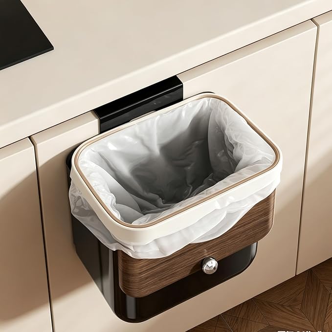 Large 3.2 Gallon Compost Bin, Under Sink Trash Can with Lid, Hanging Waste Cabinet for Office Kitchen Cupboard Bathroom Bedroom, Black