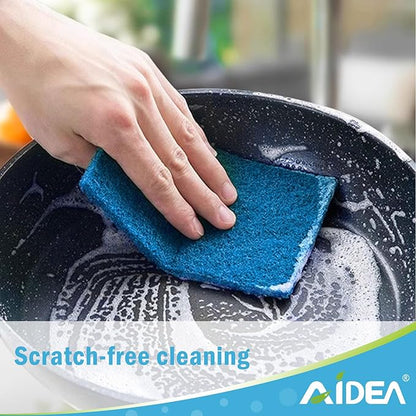AIDEA Non-Scratch Scouring Pads, Dish Scrubber Pads for Household and Kitchen, Multipurpose Scour Pads for Cleaning, 24 Pack, 5.5in*3.5in