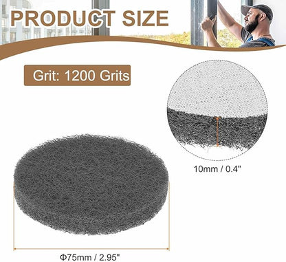 HARFINGTON 6pcs Scrubber Scouring Pads 1200 Grits 3 Inch Drill Power Brush Hoop and Loop Surface Conditioning Disc Drill Scuffing Disc Scrub Pads for Home Kitchen Cleaning, Light Gray