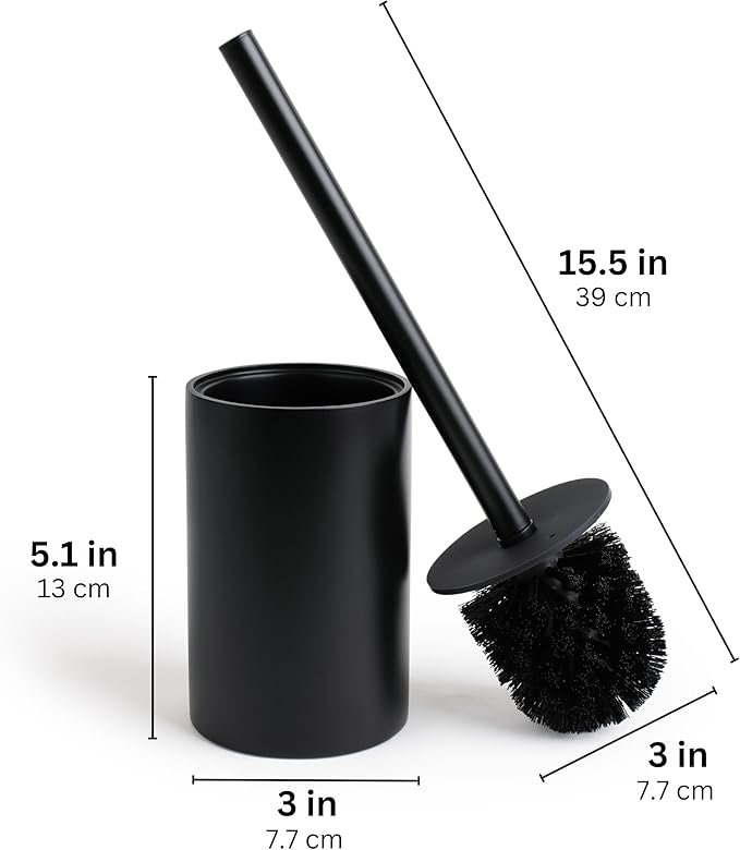 Yew Design Matte Black Toilet Bowl Brush for Bathroom with Holder - Bathroom Cleaner Scrubber with Sleek Design, Sturdy, and Durable Bristles
