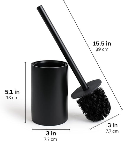 Yew Design Matte Black Toilet Bowl Brush for Bathroom with Holder - Bathroom Cleaner Scrubber with Sleek Design, Sturdy, and Durable Bristles