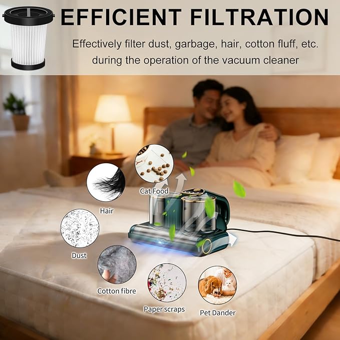 Washable Reusable Replacement Filter Compatible with Gxzsk 500W Corded Mattress Vacuum Cleaner，Dual Cup & Widen Suction Port Handheld Vacuums 4-Pack