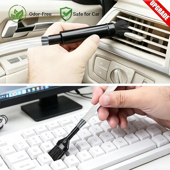 EZ SPARES Vacuum Crevice Attachment Kit,Micro Cleaning Tools for Car, Keyboard, Vents & Tight Spaces, Compatible with Most 1-1/4 Inch Hose Vacuums,Odor-Free (with A Storage Bag)