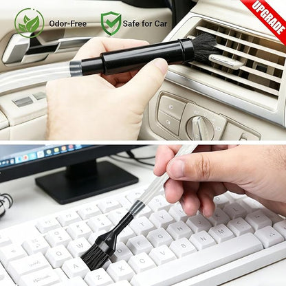 EZ SPARES Vacuum Crevice Attachment Kit,Micro Cleaning Tools for Car, Keyboard, Vents & Tight Spaces, Compatible with Most 1-1/4 Inch Hose Vacuums,Odor-Free (with A Storage Bag)