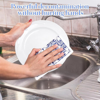 ElevateTech 6Pcs Swedish Dishcloths for Kitchen, Reusable Absorbent Hand Towels Cute Pattern Decorate Washable for Cooking Kitchen Home Decoration Housewarming Gift Blue