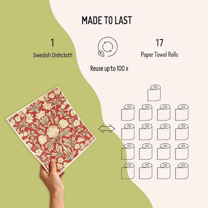 Swedish Dishcloths for Kitchen 6 Pack, Reusable Paper Towels Super Absorbent, Biodegradable Quick Drying Washable Dish Cloths Dishwasher Safe, Perfect as Hostess or Housewarming Gifts (Plants)