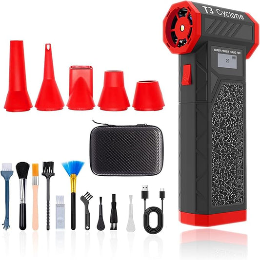T3 Compressed Air Duster-138000RPM High-Speed Electric Air Duster,4-Gear Adjustable Air Blower for ComputerPC,Keyboard,Car,Home Cleaning