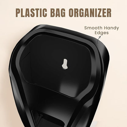 KICHLY Plastic Bags Holder, Durable Grocery Plastics Dispenser, Storage Organizer & Saver for Grocery, Shopping & Trash Bags, Wall Mount, Black