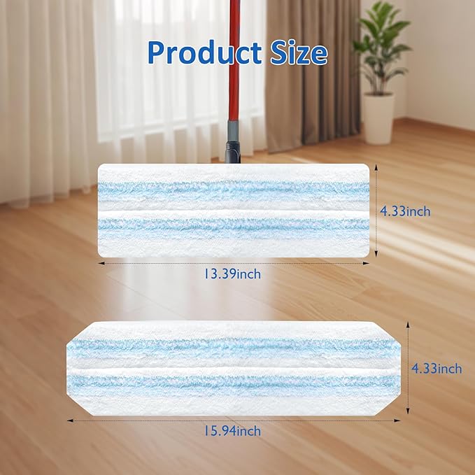 4 Pack Mop Replacement Pads: Compatible with O Ceda H2prO Flat Mop System, Microfiber Mo p Head Replacements, Flat Floor Mop, Washable & Reusable Pad Refills