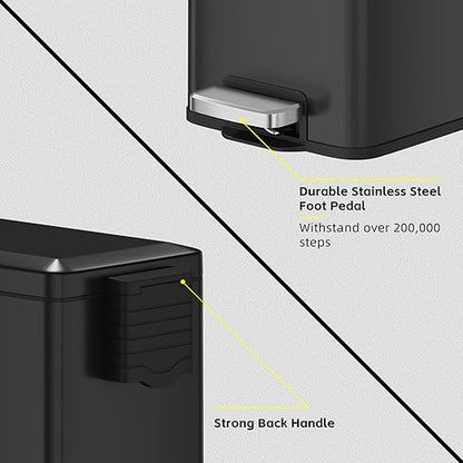 Slim Stainless Steel Trash Can with Lid, 8.1 Gallon Space-Saving Garbage Can-Step Pedal Wastebasket Slim Trash Bin for Office, Bedroom, Living Room, Black
