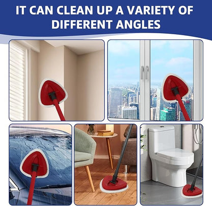 Flat Mop Head Replacements, Microfiber Mopping Pads Refills, 8-Pack Spin Mop Pads + 1 Plastic Pad &1 Scrape for Floor, Wall & Ceiling Cleaning - Fits EasyWring & RinseClean Systems