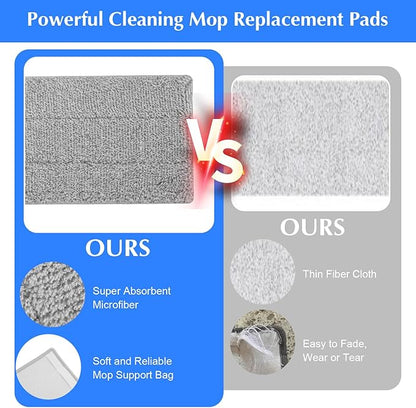 20Pcs Mop Replacement Pads, 13" x 4.9" Universal Mop Pads Reusable Squeeze Microfiber Mop Head Refills Washable Wet Mop, Wet/Dry Mops Flat Compatible with Most 11-13” Size Mops