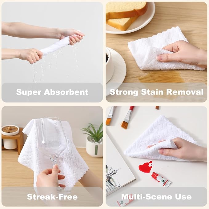80 Pack Microfiber Cleaning Cloth Roll Reusable Paper Towels 12"x12" Tear Away Cloth,Absorbent Dish Rags for House Kitchen,Wash Cloths,Lint Free Rags for Window Cars Cleaning Supplies