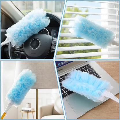 40 Count Duster Refills Compatible with Swiffer Handle Most Duster Handle, 360° Heavy Duty Duster Refills Disposable Microfiber Dusters with 2 Hands for Dusting Cleaning (Blue)