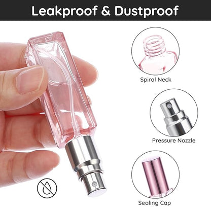Segbeauty 5pcs Perfume Atomizer Travel, 10ML Mini Refillable Perfume Bottle Sprayer, Travel Cologne Sprayer Portable Glass Fine Mist Cosmetic Container Dispenser Set for Fragrance Makeup Toiletries