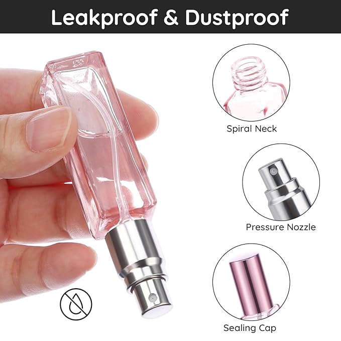 Segbeauty 5pcs 10ML Perfume Travel Refillable, Mini Cologne Perfume Bottles Empty, Portable Atomizer Sprayer for Perfume Travel Size Spray Bottle Pocket Glass Spray Bottles Toiletries Sample Dispenser