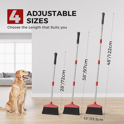 Handy Broom 2Pack, Indoor/Outdoor Brooms, Duty Kitchen Broom, for Home Garage Kitchen Office Courtyard Lobby Patio Lawn Concrete (2, Red)