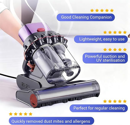 SakerPlus Powerful UV Bed Vacuum Cleaner, 14kPa Strong Suction Handheld Vacuum with 5-Cyclone System & Smart Sensor for Mattress, Carpet, and Home Deep Cleaning