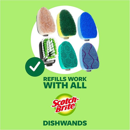 Scotch-Brite Non-Scratch Dishwand, Scrubber for Cleaning Kitchen, Bathroom, and Household, Non Scratch Dish Scrubber Safe, 1 Dishwand (Pack of 2)