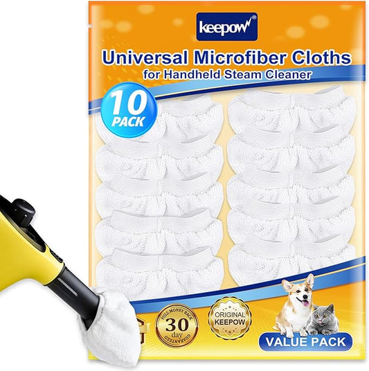 KEEPOW Universal Microfiber Cloths for Handheld Steam Cleaner Attachments Compatible with Bissell Steam Shot Omni Fit fr Wagner Fit fr PurSteam Fit fr Phueut Steamers Washable Rags 10 Pack