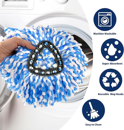 2-Tank Spin Mop Replacement Head, 3 Pack Mop Head Replacement, Microfiber, Machine Washable, Easy to Replace and Deep Cleaning