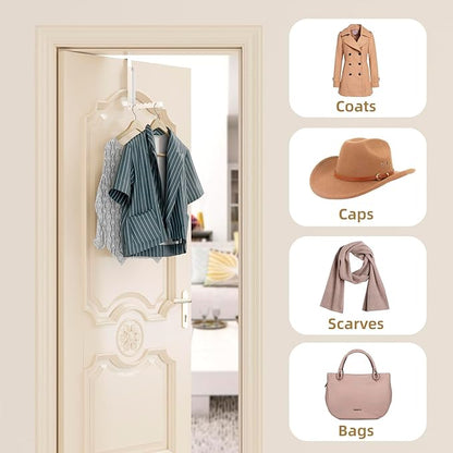ZMBESUP Over The Door Hanger Folding Clothes Drying Rack, Folding Hanging Coat Rack for Indoor Laundry Room Compact Small Space Foldable Portable Clothing Hanger Hook Collapsible- 2 Pack (White)