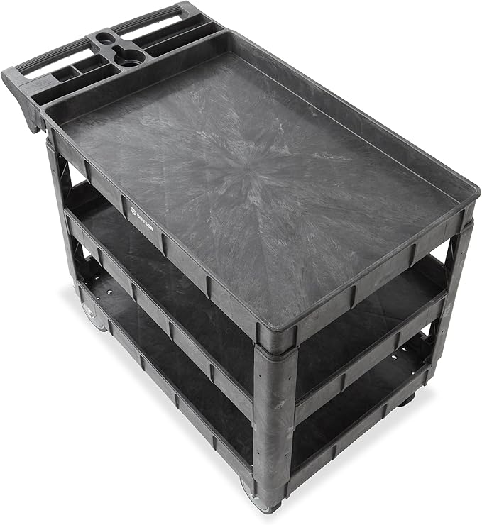 Dryser Utility Cart with Wheels, 46" x 25" Heavy Duty 550 lb. Capacity with Shelves - 3 Tier Rolling Cart with Two 5" Swivel Casters for Warehouse, Garage, Cleaning