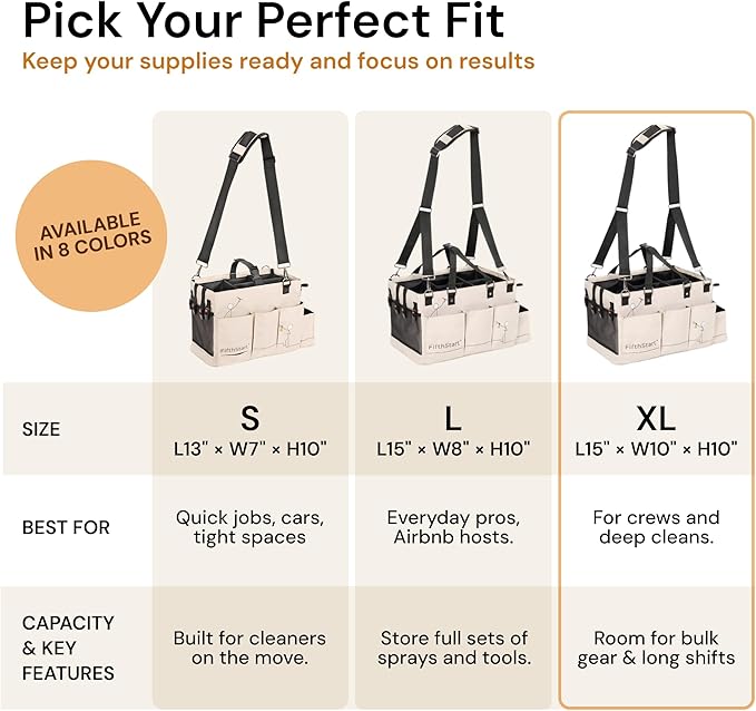 Multiuse Cleaning Caddy - Adjustable Straps & Caddy Organizer with Handle - Mesh Base & 9 Pockets Organizer Bag - 5 Dividers & Washable Fabric Cleaning Tote (beige, XL)