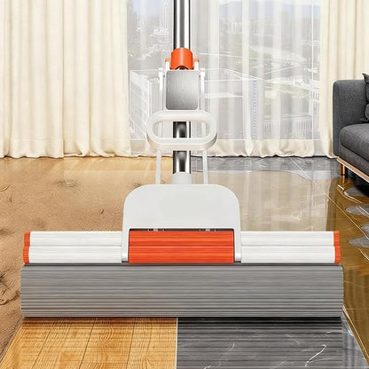 PVA Sponge Mop with 1 Extra 15-inch Sponge Head, Stainless Steel Rod Floor Mop, Highly Absorbent for Hard FloorsBathrooms, Kitchens, Garages, and Pet Areas