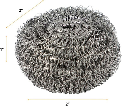Superio Stainless Steel Scourers Steel Wool Scrubber Pad Used for Dishes, Pots, Pans, Grill, Stoves, and Ovens, Easy scouring for Tough Kitchen Cleaning Pack of 24