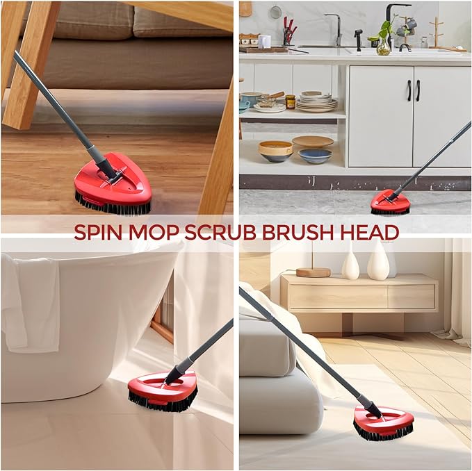 Scrub Brush, 2 Pcs Spin Mop Scrub Brush Head Compatible with EasyWring 1-Tank System, Hard Bristle Cleaning Brush for Bathroom, Kitchen, Tub and Tile