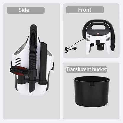 Portable Wet/Dry Vacuum, 2-Gallon, Small Shop Vacuum，Corded, Compact Wet/Dry Vacuum for Pets & Cars，Black-White Elf