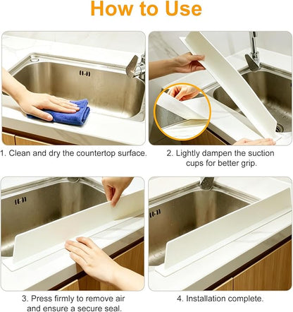 EEEKit 20 In Silicone Sink Splash Guard, No Suction Cups Sink Water Protector, Water Splash Guard for Kitchen Sinks, Bathroom Sinks, Washbasin, Bathtub, Island, Dishwasher Safe, 20 x 1.77 x 2.95 In