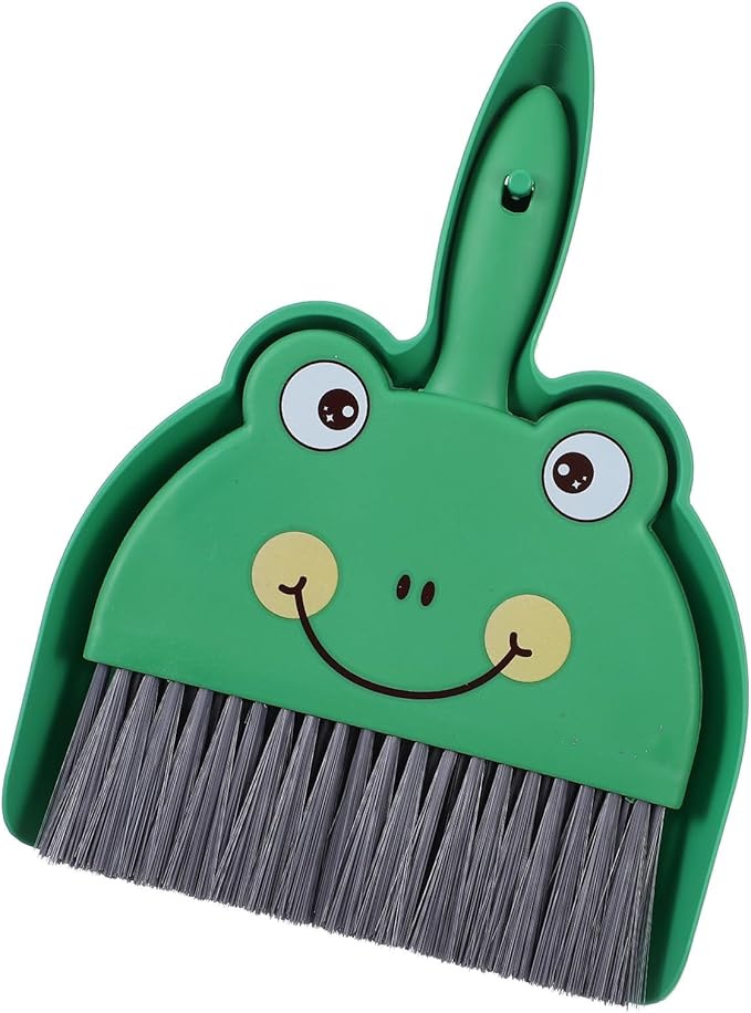 Upgrade Small White Broom and Dustpan Set, Hand Dustpan and Brush Set, Cute White Mini Broom and Dust pan Sets, Little Dust Pan for Home Use Tabletop Debris Cleaning Pet Guinea Pig Cages (Green)