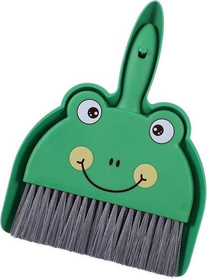 Upgrade Small White Broom and Dustpan Set, Hand Dustpan and Brush Set, Cute White Mini Broom and Dust pan Sets, Little Dust Pan for Home Use Tabletop Debris Cleaning Pet Guinea Pig Cages (Green)