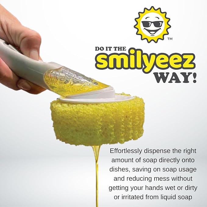 The Original Smiling Handle with Soap Dispensing for Scrub Daddy (Reg. TM) Sponge and Scrub Moji Sponge (White)