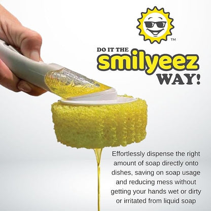 The Original Smiling Handle with Soap Dispensing for Scrub Daddy (Reg. TM) Sponge and Scrub Moji Sponge (Light Blue)