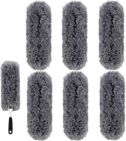 Reusable Microfiber Duster Refills Compatible with OXO & MR.SIGA Duster - Washable Duster for Household Cleaning Dusting Furniture Blind Ceiling Fan - 6Pack Grey (Handle NOT Included