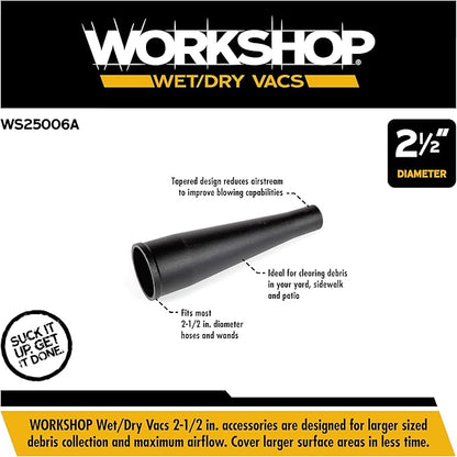 WORKSHOP Wet/Dry Vacs Shop Vacuum Accessories WS25006A Blower Nozzle Attachment for Wet Dry Vacuum Cleaners, Fits 2-1/2-inch Extension Wands and Hoses