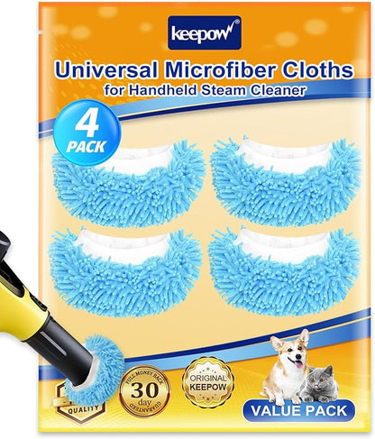 KEEPOW 4 Pack Reusable Steam Mop Pads Compatible with Bissell Steam Shot Omni, PurSteam, Wagner Spraytech Handheld Steam Cleaner, Universal Microfiber Cloths Steam Mop Pads, Washable Mop Pads