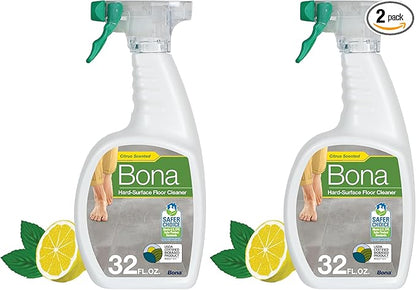 Bona Multi-Surface Floor Cleaner Spray - 32 fl oz - Lemon Mint Scent - Refillable - Residue-Free Floor Cleaning Solution for Stone, Tile, Laminate, and Vinyl Floors (Pack of 2)