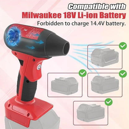 Jet Fan Mini Blower,Cordless Air Duster Comaptible with Milwaukee 18V Batteries,Handheld 130000RPM 4-Speed Turbo Dryer Blower for Car, Keyboard, Pet Hair Drying,Fallen Leaves(no Battery)