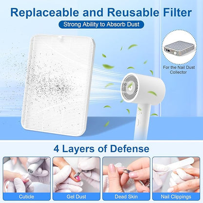 Nail Dust Collector with 2 Reusable Filters,Nail Vacuum Dust Collector Quiet for Nail Tech Art, Powerful Nail Fan and Duster Collector,Nail Vacuum Cleaner for Salon and Home(AB Diamond)