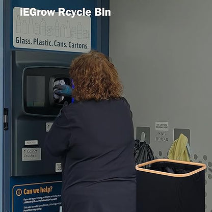 iEGrow 29 Gallons Recycling Bins for Kitchen, Indoor Recycle Bins with Lid, 110L Large Recycle bin with 2 Removeable Reusable Inner Bags, for Bottles Cans Glass Plastice Cartons(Blue)