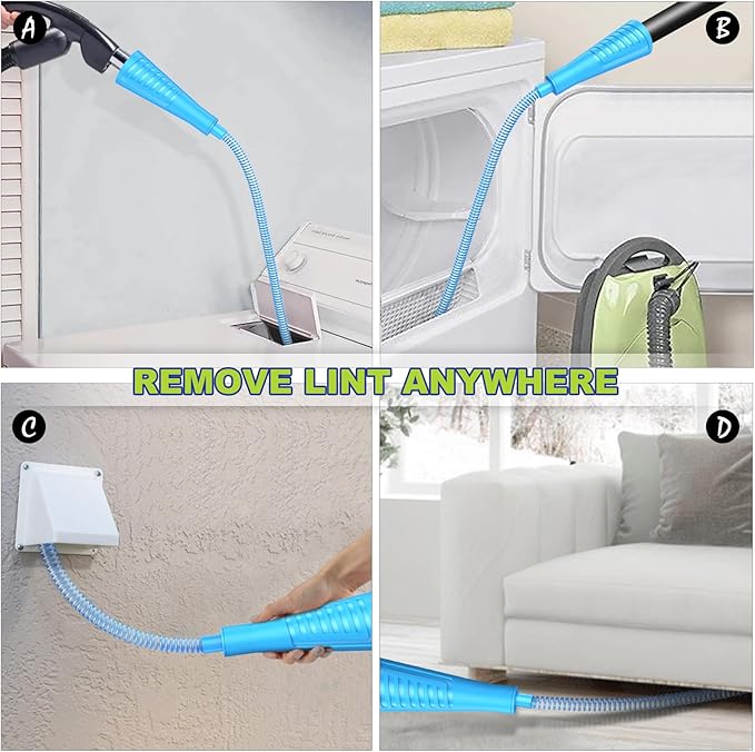 Sealegend 2 Pieces Dryer Vent Cleaner Kit, Dryer Vacuum Hose Attachment and Flexible Lint Brush, Dryer Vent Cleaning Tools for Crevice Lint Trap‌, Blue