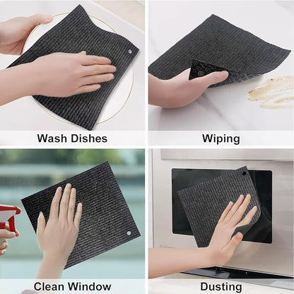 6 - Pack Swedish Kitchen Dish Cloths - Reusable Paper Towels for Counters & Dishes - Eco Friendly Cellulose Sponge Cloth - (Black)