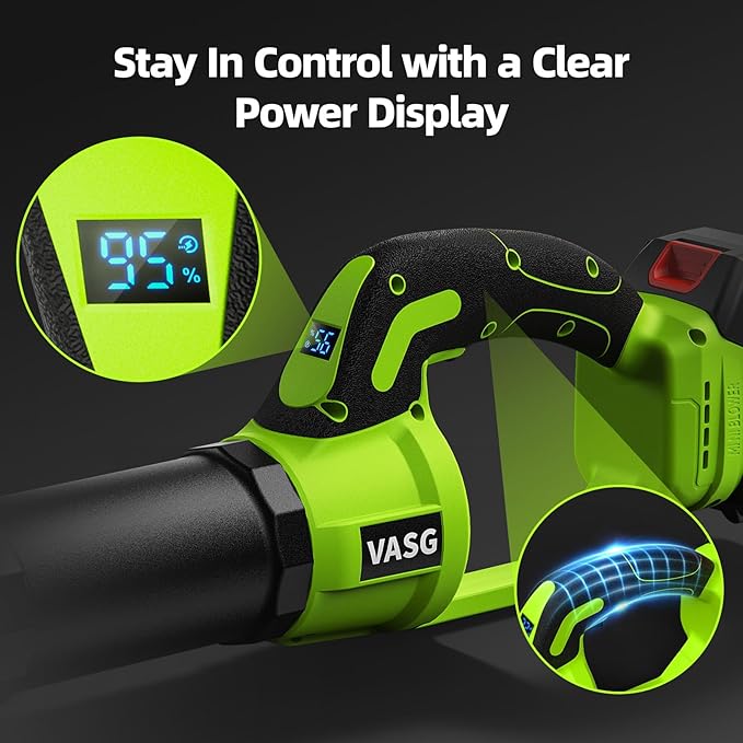 Leaf Blower Cordless, 3 x 21V Batteries & Fast Charger Set, Variable Speed Mode, Lightweight Handheld Electric Leaf Blower for Lawn Care, Yard, Garden, Patio & Outdoor Cleanup